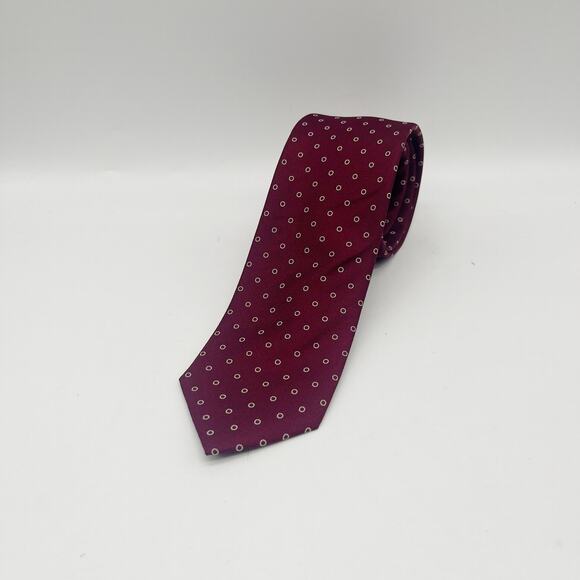 The Tie Bar Red and White Men's Tie 100% Silk 60" x 2.5" - Picture 3 of 6